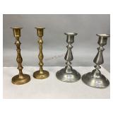 Two Sets of Metal Candlesticks