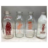 Assorted Vintage Glass Milk Bottles