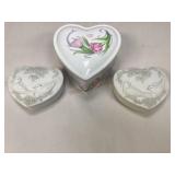 Three Heart Shaped Trinket Boxes