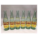 Six Vintage Royal Crown Cola Glass Bottles