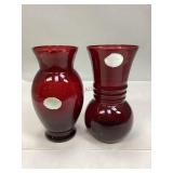 Vintage Anchor Hocking Royal Ruby Glass Vases