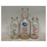 Sanitary's & Risher's Dairy Glass Milk Bottles