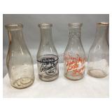 Assorted Vintage Glass Quart Milk Bottles