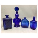 Collection of Vintage Cobalt Blue Bottles