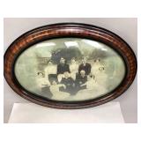 Vintage Oval Convex Glass Frame & Family Portrait