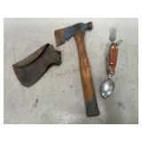 Hatchet, Pocket Knife with Fork and Spoon