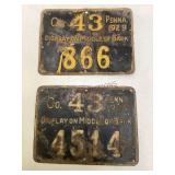 Antique 1929 & 1933 Penna. Hunting Licenses