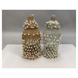 Decorative Glass Jars Adorned with Metallic Mesh