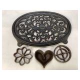 Vintage Cast Iron Trivet & Griswold Rosette Molds