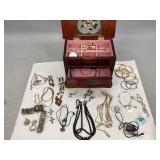 Vintage Jewelry Box Containing Costume Jewelry