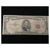 Series 1953 Red Seal Five Dollar Bill