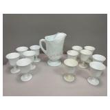 Colony Harvest Milk Glass Pitcher and Goblets