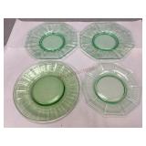 Four Vintage Depression Era Glass Plates