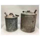 Two Vintage Galvanized Metal Gas/Kerosene Cans
