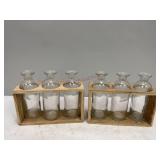 Bottle Vases in Wooden Stands