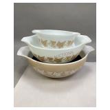Three Vintage Pyrex Sandalwood Pattern Bowls