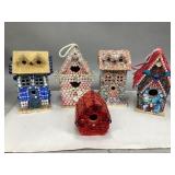 Assorted Handmade Decorated Birdhouses