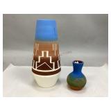 Two Vintage Sioux Native American Pottery Vases