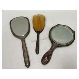 Sterling Hand Held Mirrors and Hair Brush