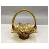 Indiana Glass Diamond Point Ruffled Basket