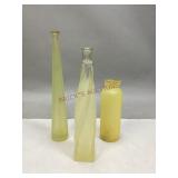 Three Vintage Yellow Glass Vases