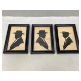 Three Vintage Framed Silhouette Art Pieces