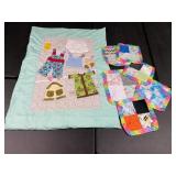 Patchwork Appliquï¿½ Baby Quilt & Burp Towels