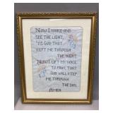 Vintage Framed Cross-Stitch Wall Art on Cloth
