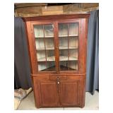 16 Pane PA Cherry Two Piece Corner Cupboard