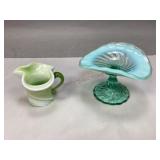 Vintage Glass Pitcher & Compote Bowl