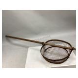 Vintage Wire Mesh Basket with Wooden Handle