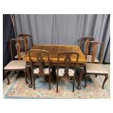 French Art Deco Oak Table and Chairs
