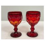 Two Small Cadmium Glass Goblets