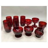 Assorted Vintage Red Glass Goblets & More