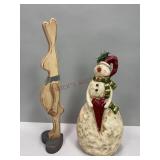 Decorative Snowman and Rabbit Figurines