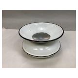 Vintage White Enamelware Spittoon