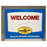 Vintage Plastic 'Welcome' Pennzoil Sign
