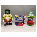 Three Vintage M&M Plastic Candy Dispensers