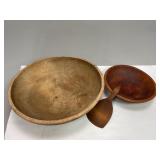 Vintage Wooden Bowls and Paddle