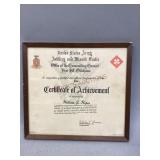 Fort Sill Cert. of Achievement Signed by Major Gen