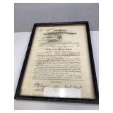 Framed Promotion Document 1952
