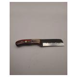 Knife, 8' Demascus steel square blade length 4', w/leather sheath