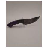 Knife, 8' Demascus steel skinning knife, 4' blade, w/leather sheath
