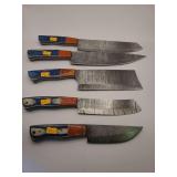 Knife 5pc. Set, Demascus steel