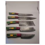 Knife 5pc. Set, Demascus steel