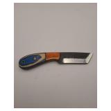 Knife, 8' Demascus steel : square blade length 4', w/leather sheath