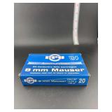 PPU ammunition 8mm Mauser FMJ BT 198gr 20 centerfire rifle cartridges