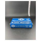 PPU ammunition 8mm Mauser FMJ BT 198gr 20 centerfire rifle cartridges