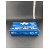 PPU ammunition 8mm Mauser FMJ BT 198gr 20 centerfire rifle cartridges