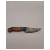 knife, 8' Demascus steel :  blade length 4', w/leather sheath